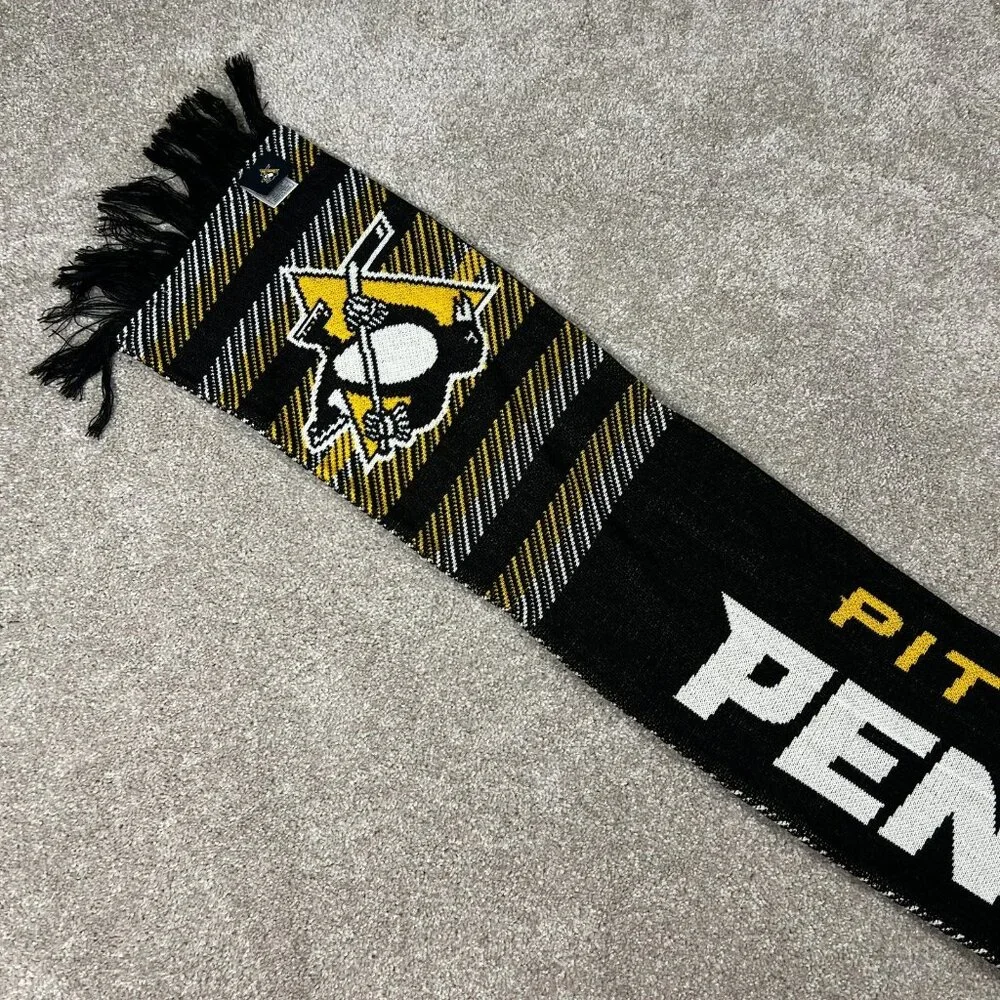 Adidas Unisex One Size Yellow Black Pittsburgh Penguins NHL Hockey Scarf NWT‎